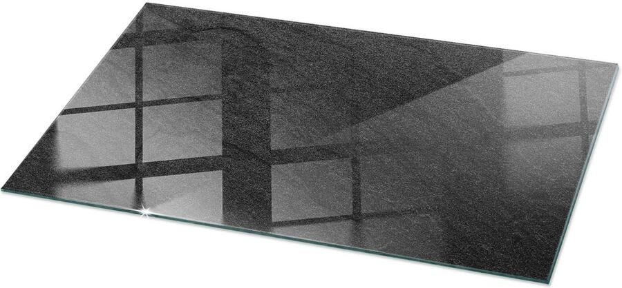 TULUP Tafelblad Glas Natuursteen Textuur Glasplaat Tafel 140 cm x 70 cm Zwart Veiligheidsglas Rechthoekig Tafelblad Glas Gehard Glazen Tafelblad Voor de Eettafel in de Eetkamer Glazen Tafelblad