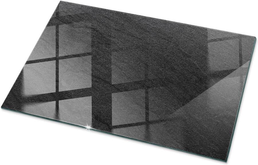TULUP Tafelblad Glas Natuursteen Textuur Glasplaat Tafel 100 cm x 70 cm Zwart Veiligheidsglas Rechthoekig Tafelblad Glas Gehard Glazen Tafelblad Voor de Eettafel in de Eetkamer Glazen Tafelblad