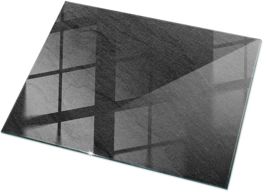 TULUP Tafelblad Glas Natuursteen Textuur Glasplaat Tafel 120 cm x 80 cm Zwart Veiligheidsglas Rechthoekig Tafelblad Glas Glazen Tafelblad voor Tuin of Terrastafels Glazen Tafelblad