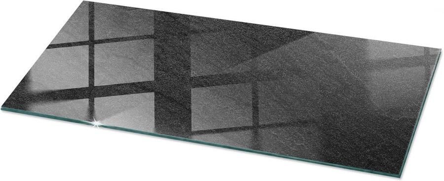 TULUP Tafelblad Glas Natuursteen Textuur Glasplaat Tafel 125 cm x 50 cm Zwart Veiligheidsglas Rechthoekig Tafelblad Glas Glazen Tafelblad Geschikt voor de Keukentafel Glazen Tafelblad