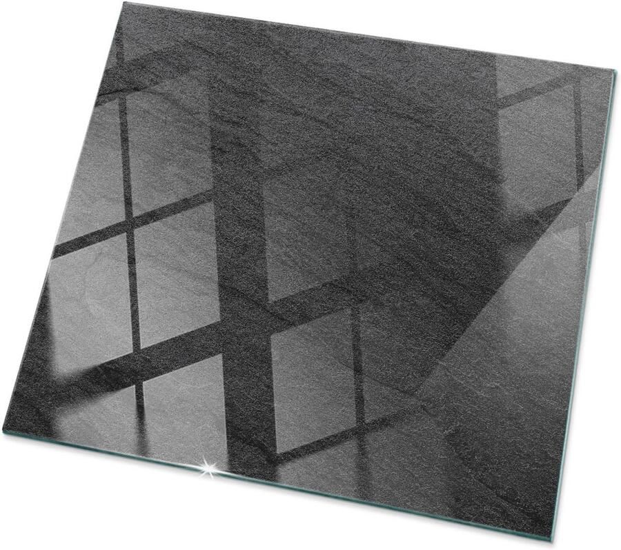 TULUP Tafelblad Glas Natuursteen Textuur Glasplaat Tafel 50 cm x 50 cm Zwart Veiligheidsglas Vierkant Tafelblad Glas Gehard Glazen Tafelblad Voor de Eettafel in de Eetkamer Glazen Tafelblad
