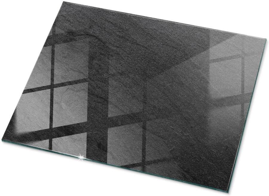 TULUP Tafelblad Glas Natuursteen Textuur Glasplaat Tafel 80 cm x 60 cm Zwart Veiligheidsglas Rechthoekig Tafelblad Glas Glazen Tafelblad voor Tuin of Terrastafels Glazen Tafelblad