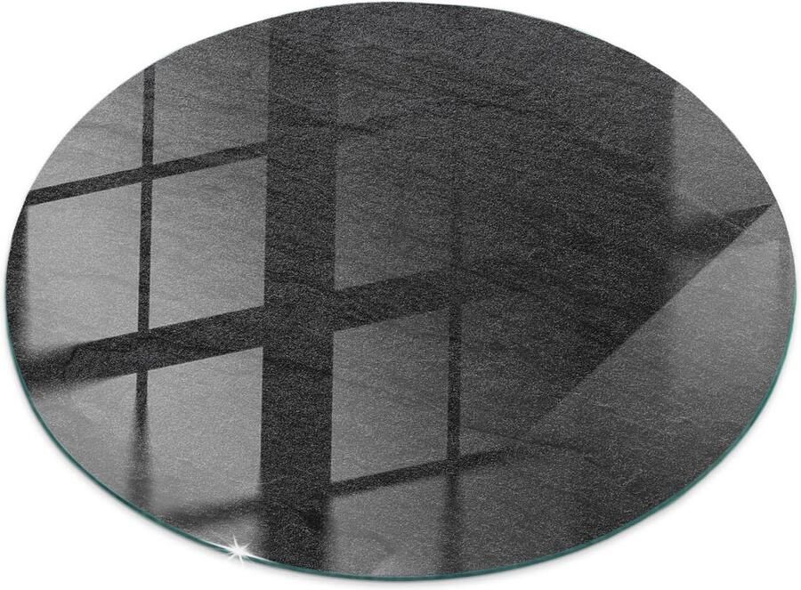 TULUP Tafelblad Glas Natuursteen Textuur Glasplaat Tafel 80 cm Zwart Veiligheidsglas Rond Tafelblad Glas Gehard Glazen Tafelblad Voor de Eettafel in de Eetkamer Glazen Tafelblad