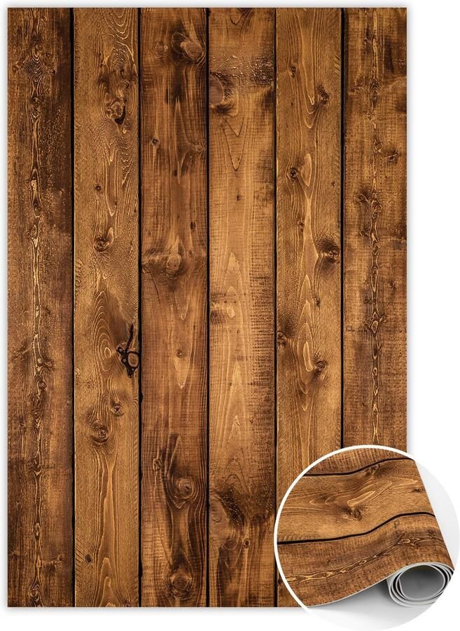 TULUP Vinyl Tapijt Verticale planken Vloerkleed Op Vinyl 120 x 180 cm Bruin PVC Tapijt Vinyl Vloerkleed Keukentapijt Haltapijt