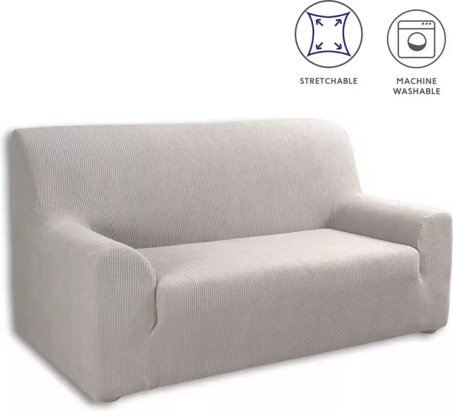 Tural Beige stretch bankhoes (180-230 cm). 3 zitsbanken. Verkrijgbaar in kleuren en maten