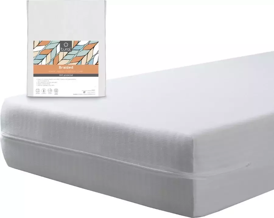 Tural Extra elastisch en sterk matrasvernieuwer matrashoes met rits. Matrashoezen matrashoes. Ritssluiting. Tweepersoonsbed Maat 160x190 200cm (tot 30cm)