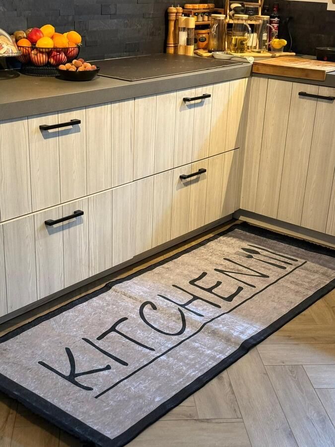 TuttoBello Keukenloper Kitchen Grijs 80x200 cm Vloerkleden Keuken Tapijt Keukenmat Loper Tapijt Loper Vloerkleed