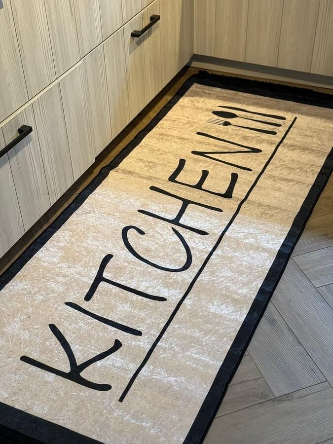 TuttoBello Keukenloper Kitchen Zand 80x200 cm Vloerkleden Keuken Tapijt Keukenmat Loper Tapijt Loper Vloerkleed