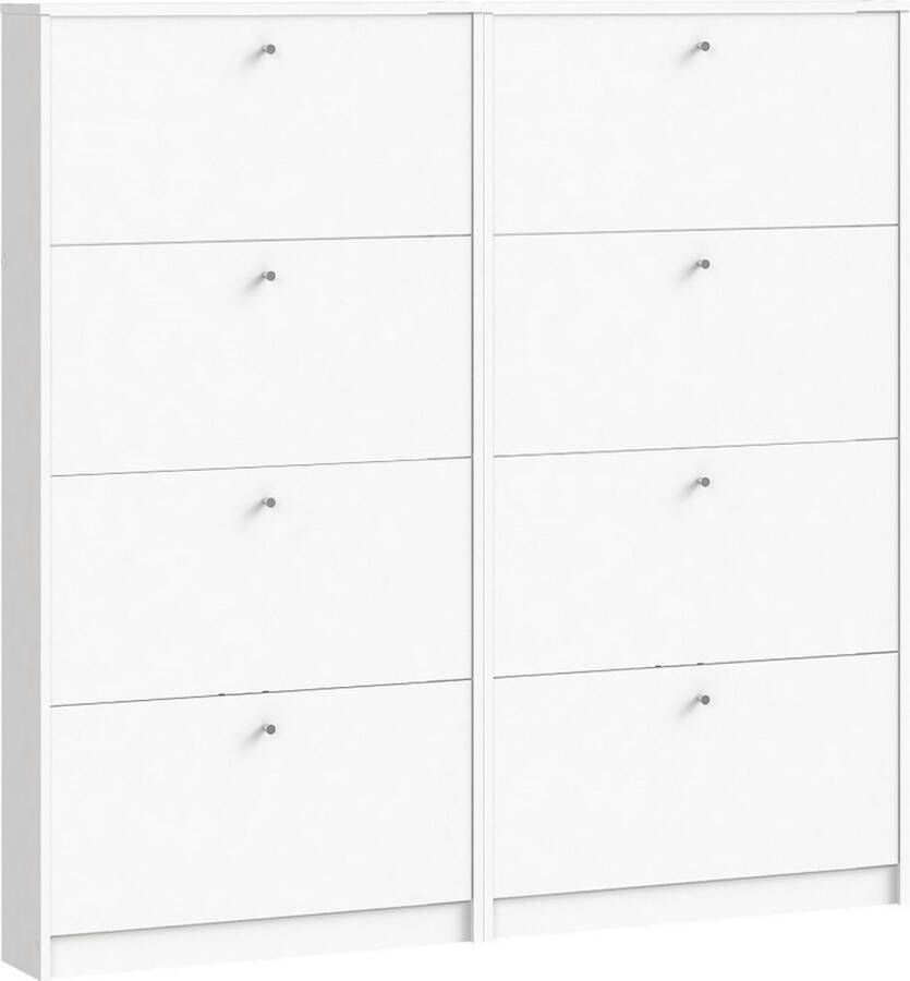 Hioshop Schoenenkast wit mat (set van 2 stuks) 150x148x17 cm Escape.