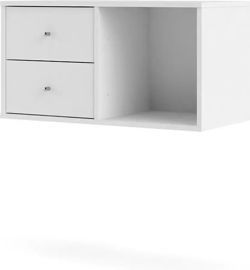 Hioshop Lilly wandkast Muurmodule met 2 laden en 1 vak mat wit.