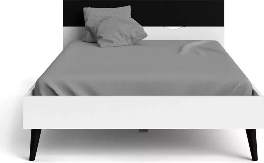 Hioshop Napoli bed Tweepersoonsbed 140x200 cm wit matzwart.