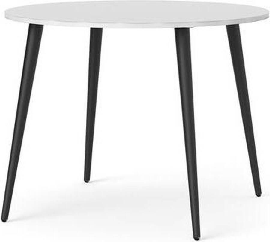 Hioshop Napoli eetkamertafel rond 100 cm zwart wit.