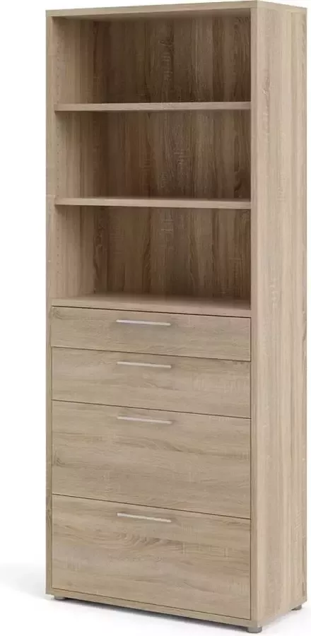 Hioshop Prisme Dossierkast 3 compartimenten en 4 laden eiken decor