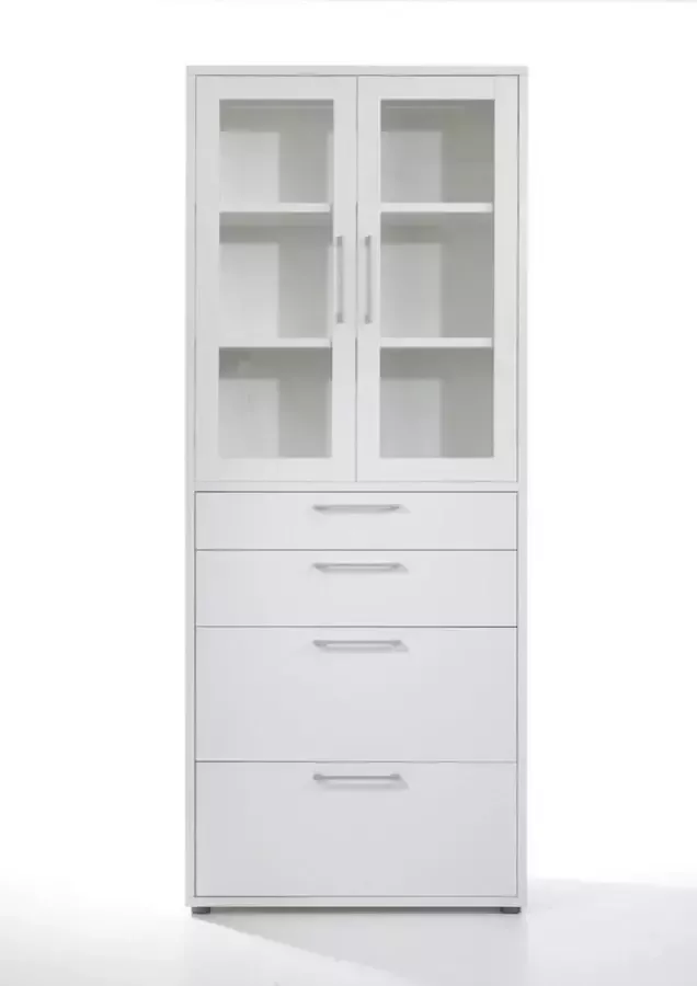 Hioshop Prisme kantoorbenodigdheden 2 deuren 4 lades wit.