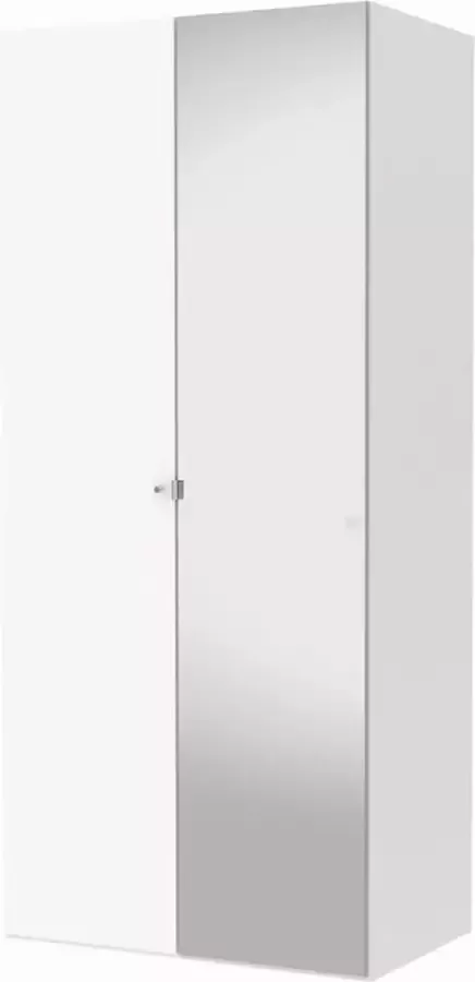 Hioshop Saskia kledingkast 1 spiegeldeur + 1 deur wit en wit hoogglans. - Foto 1