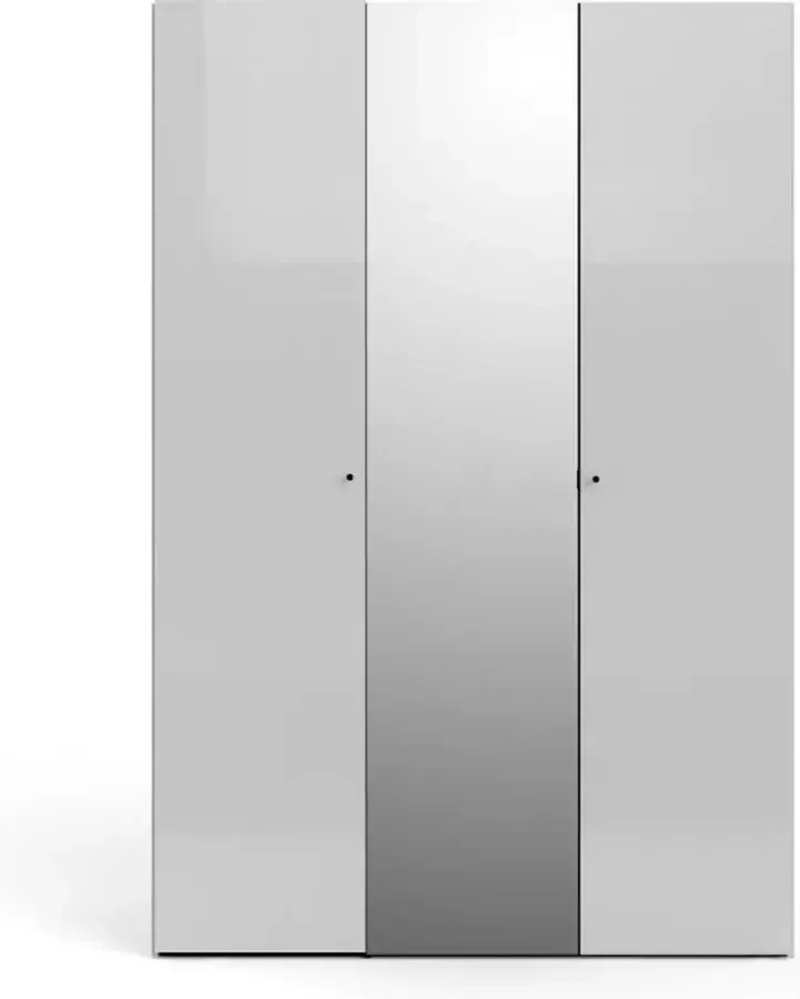 Hioshop Saskia kledingkast 1 spiegeldeur + 2 deuren wit en wit hoogglans. - Foto 1
