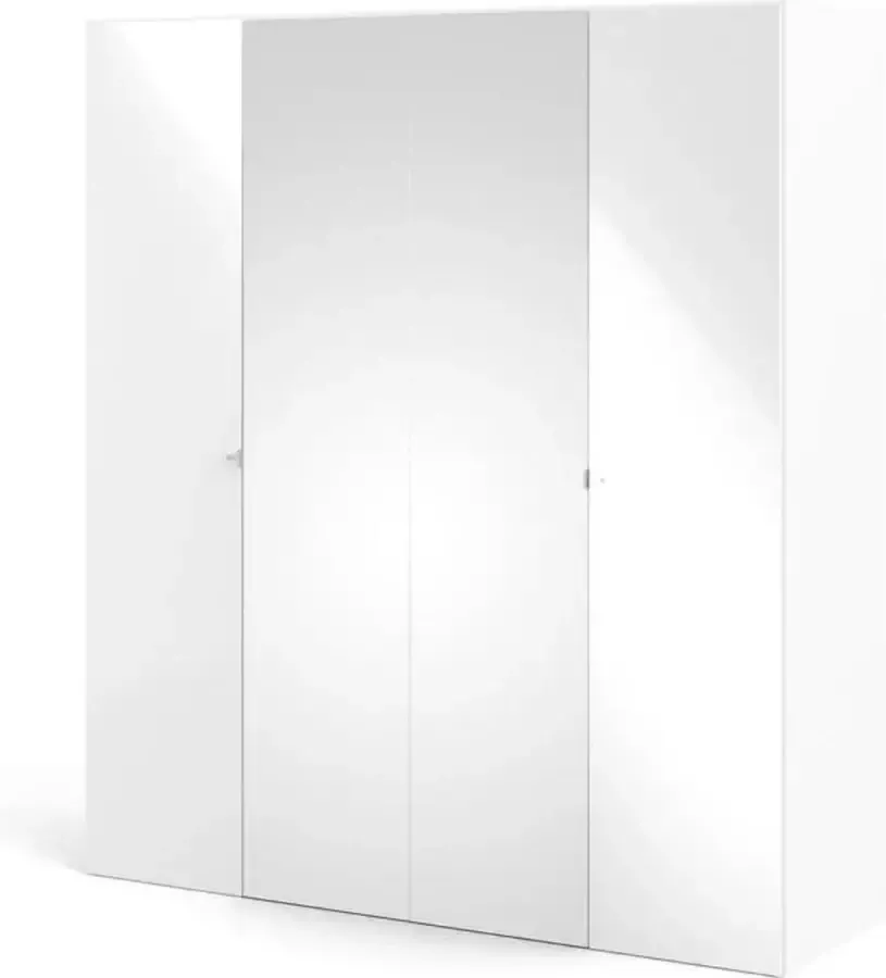 Hioshop Saskia kledingkast 2 deuren 2 spiegeldeuren wit hoogglans. - Foto 1