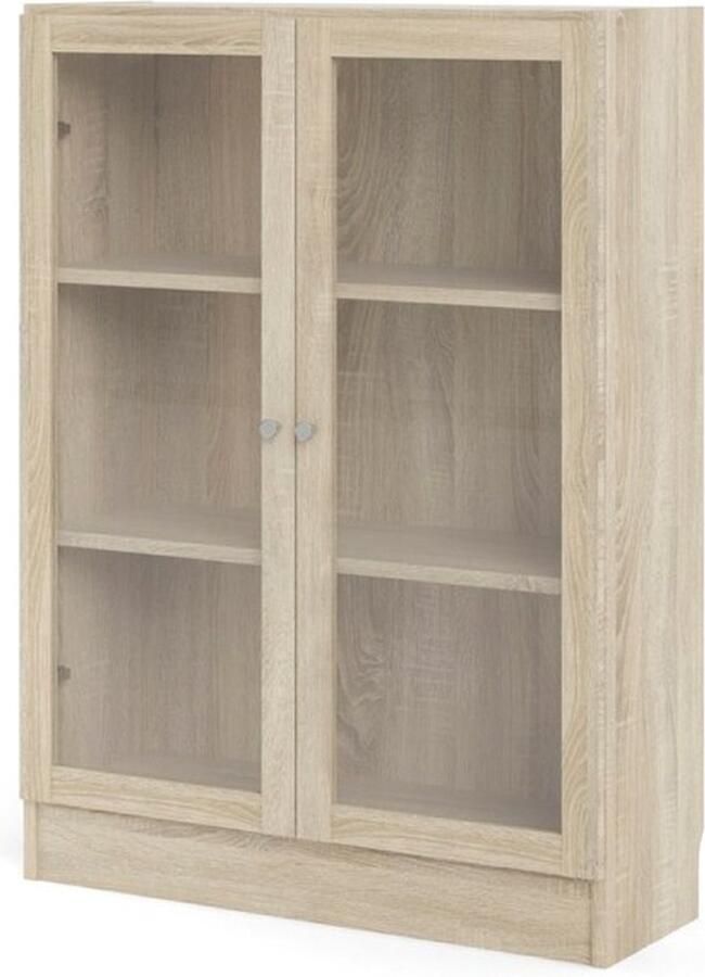 Hioshop Base wandkast 2 glazen deuren eiken structuur decor .