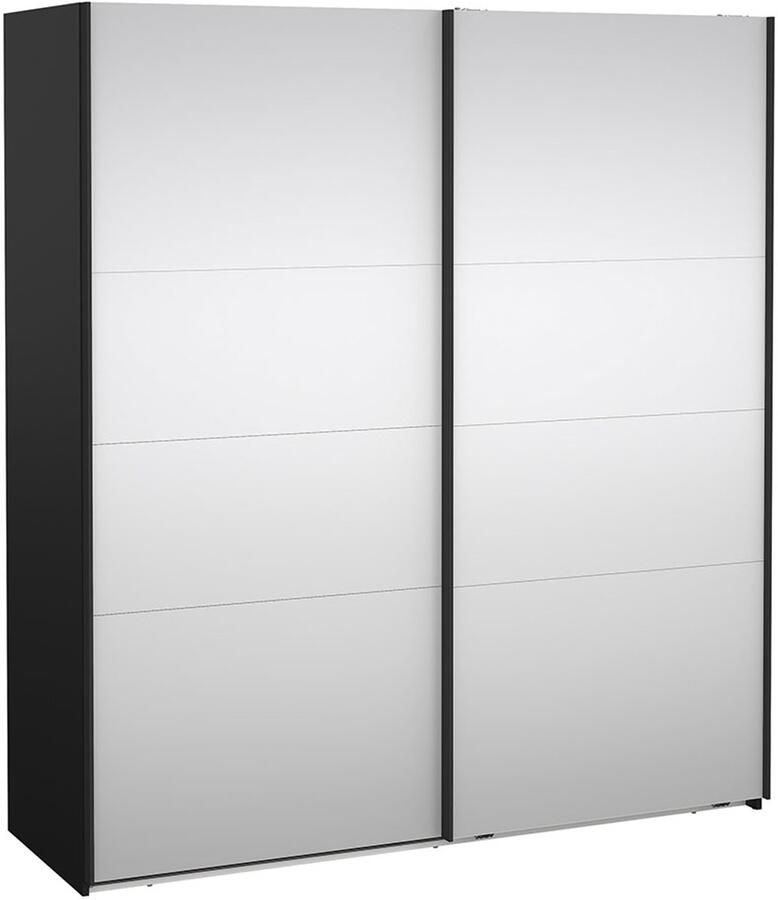 Tvilum Catania schuifdeurkast 2 deuren met spiegel 180x200cm mat zwart