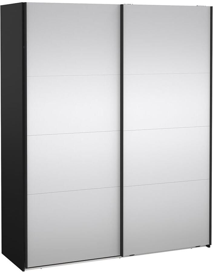 Tvilum Catania schuifdeurkast 2 deuren met spiegel 180x220cm mat zwart