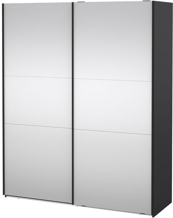 Tvilum Como schuifdeurkast 2 deuren met spiegel 180x220cm mat grijs