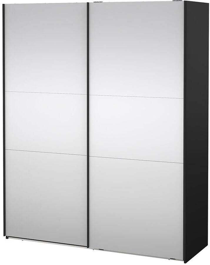 Tvilum Como schuifdeurkast 2 deuren met spiegel 180x220cm mat zwart