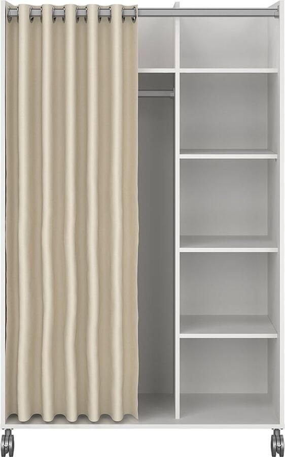 Tvilum Kit kledingkast 160x100x49cm Open garderobesysteem wit beige