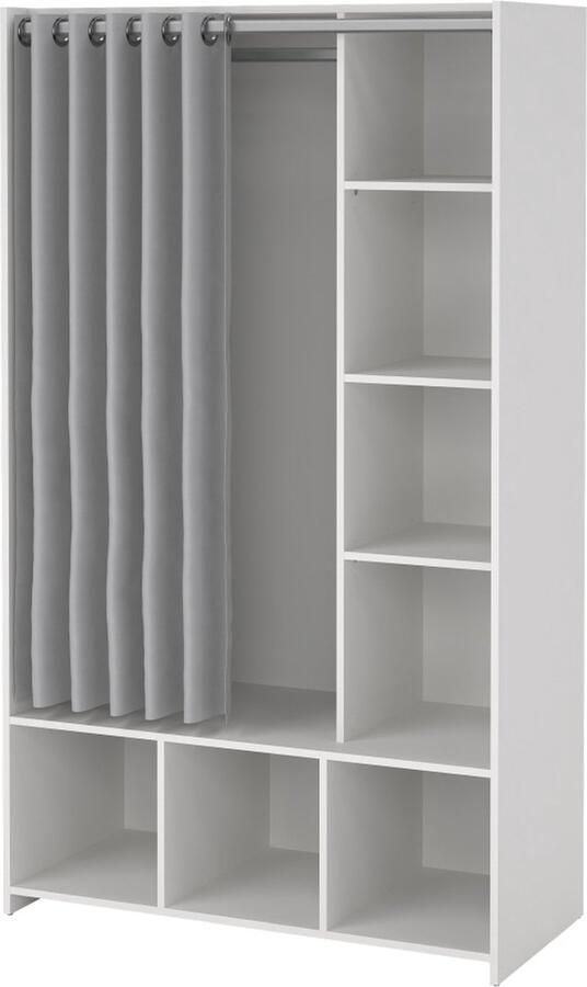 Hioshop Kit kledingkast met gordijn lichtgrijs.