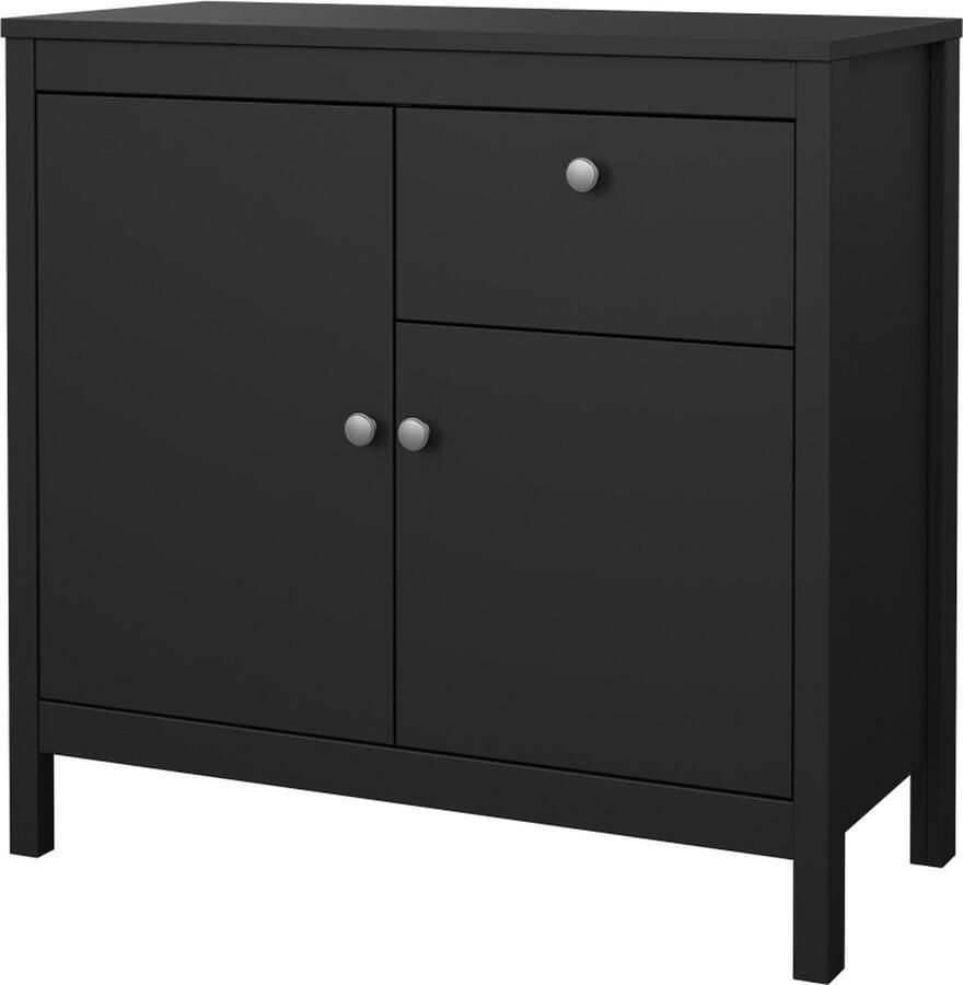 Hioshop Madrid dressoir 2 deuren 1 lade zwart mat.