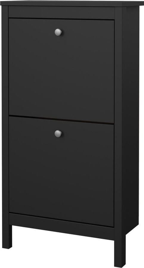 Hioshop Madrid schoenenkast 2 kleppen zwart mat.