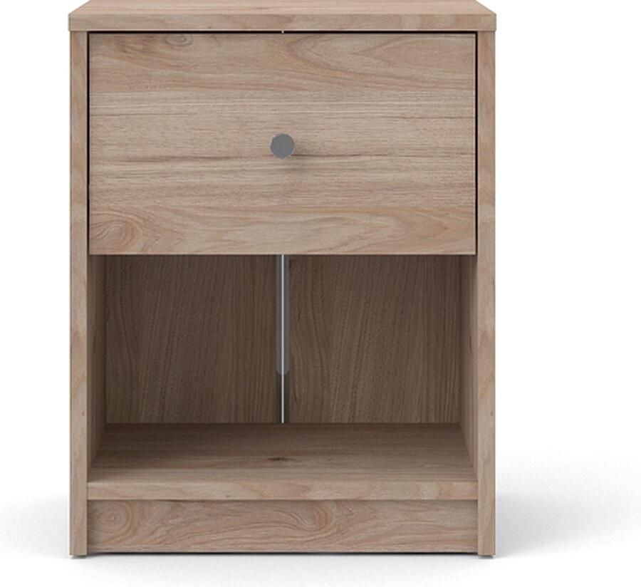 Hioshop Maria nachtkastje met 1 lade en 1 plank licht notenhout.