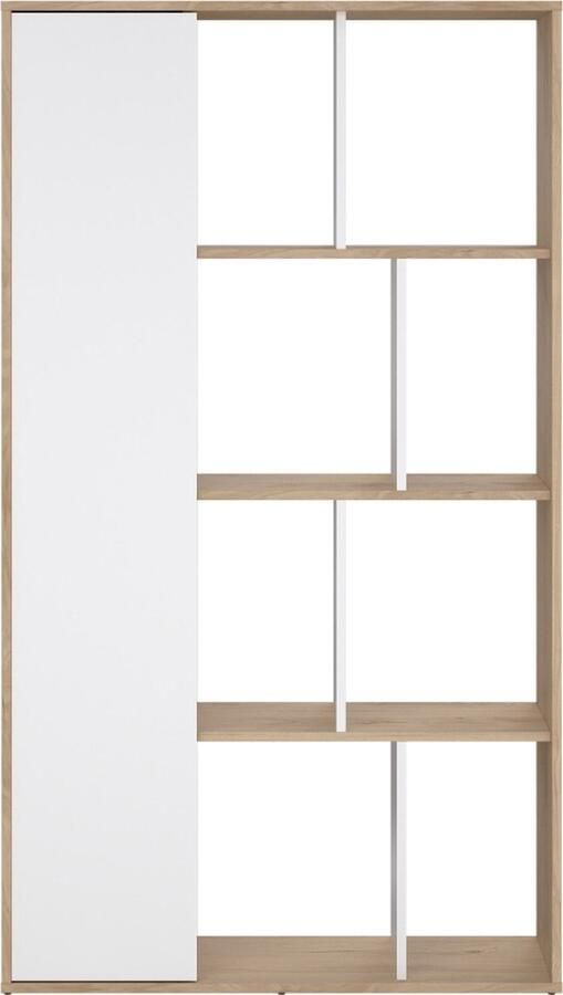 Hioshop Maze wandkast 1 deur okkernoot decor wit hoog glans.