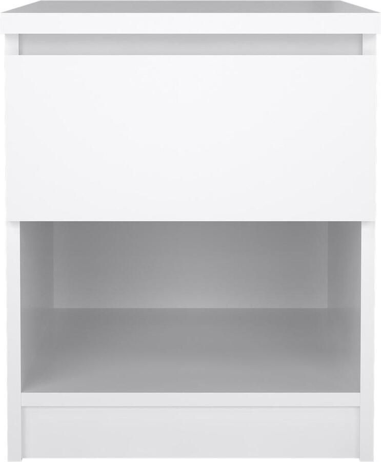 Hioshop Nada nachtkastje 1 lade en 1 plank wit hoogglans.