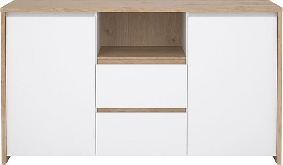 Tvilum Next dressoir 2 deuren 2 lades 1 plank eiken decor wit hoogglans