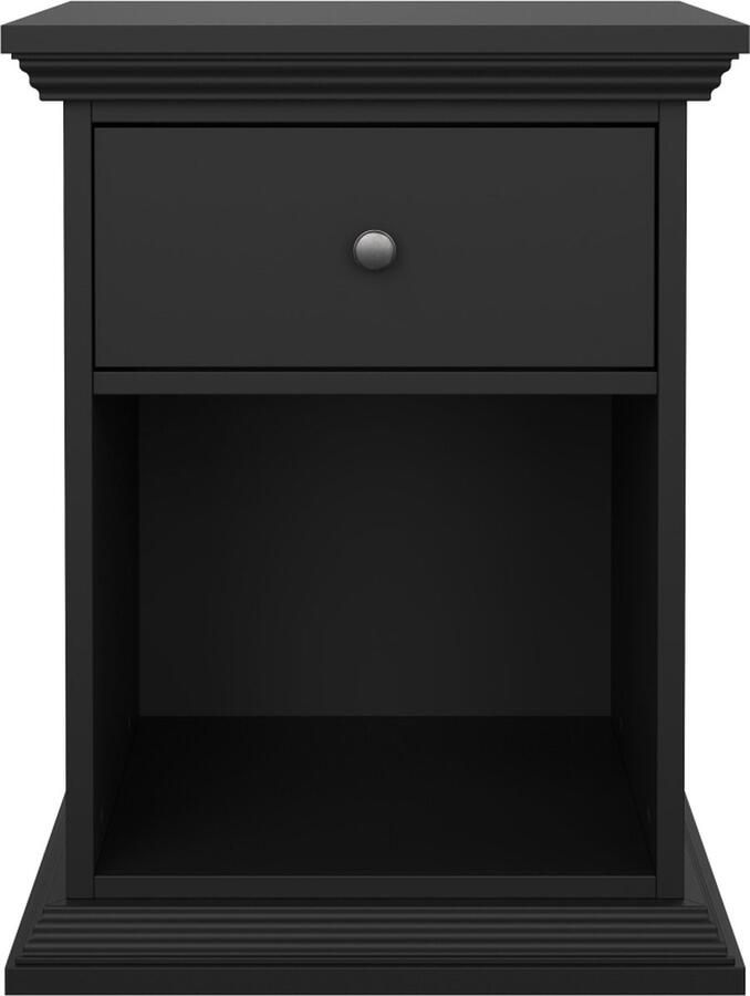 Hioshop North nachtkastje 1 lade zwart mat.