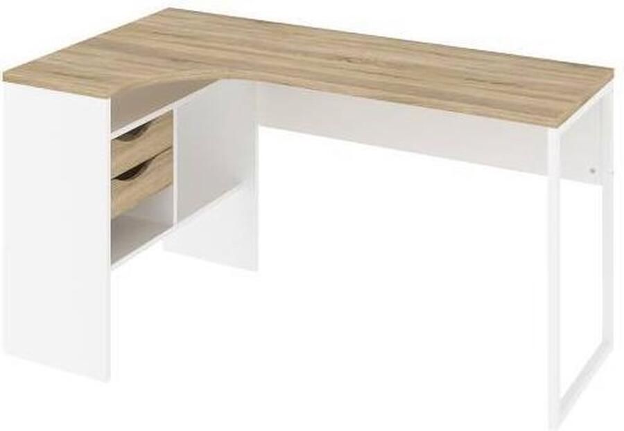 Hioshop Hoekbureau Plus met 3 planken en 2 lades.