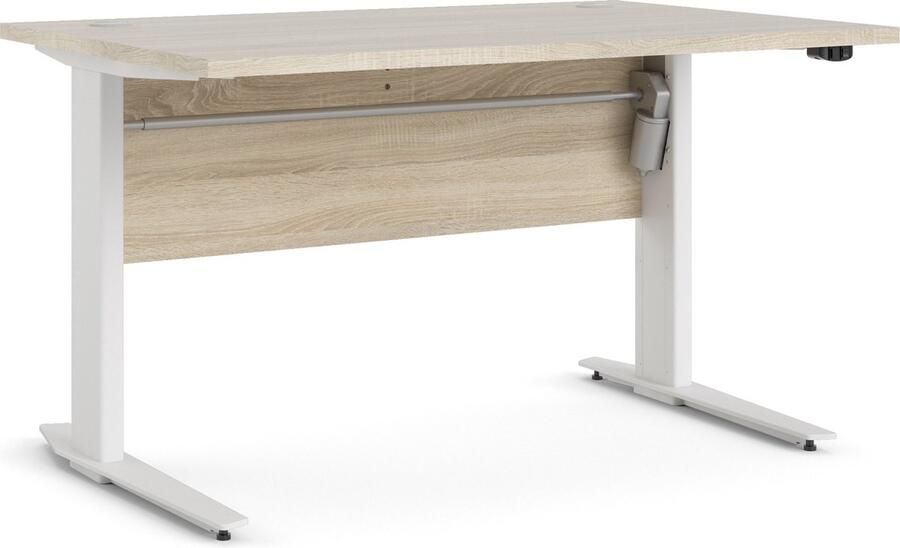 Hioshop Prisme bureau elektrische hef- daalfunctie gestructureerd eiken en wit.