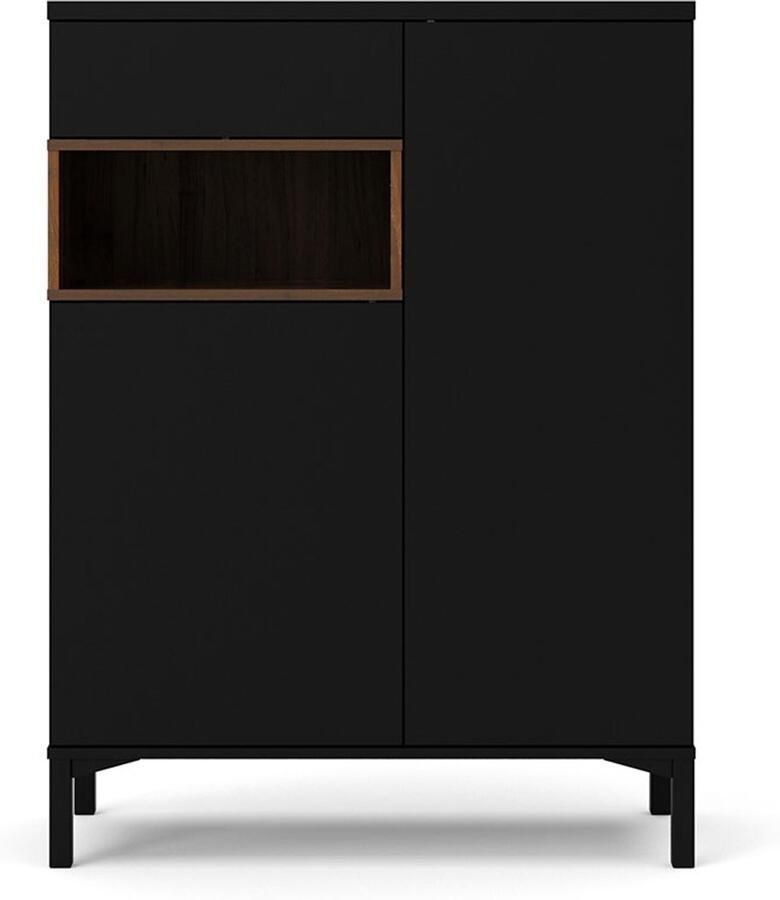 Tvilum Ringe dressoir 2 deuren 1 lade en 1 vak zwart en walnoot decor