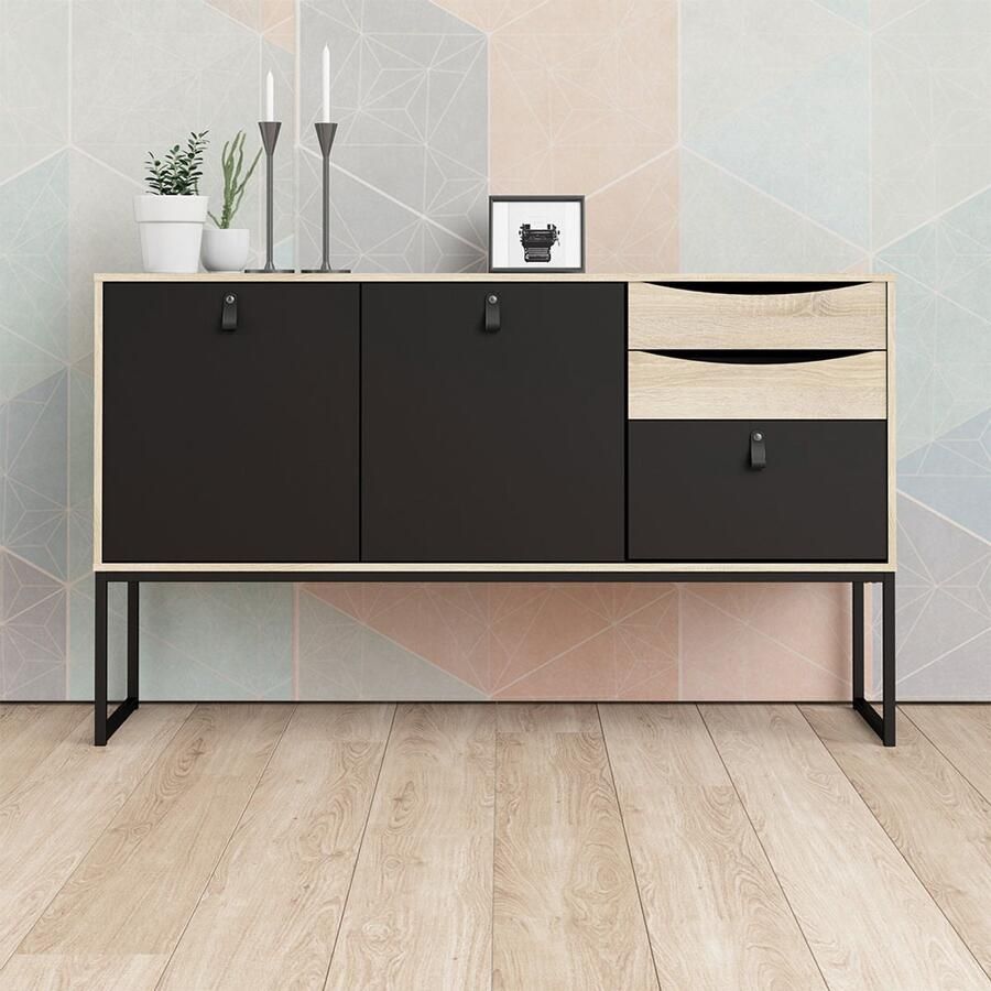 Tvilum Sady dressoir 2 deuren 3 lades mat zwart eiken decor