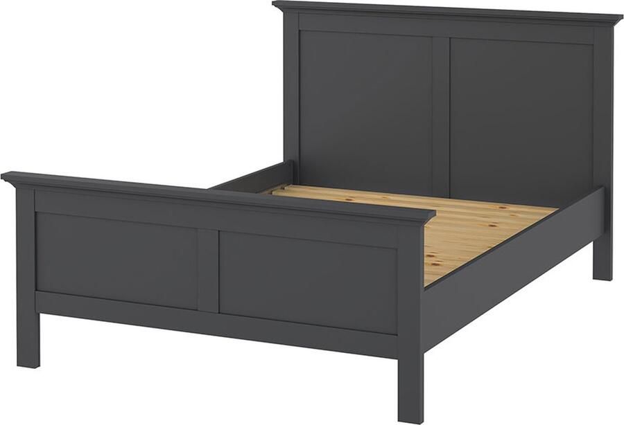 Hioshop Venedig bed 140 x 200 cm incl. lattenbodem mat grijs.