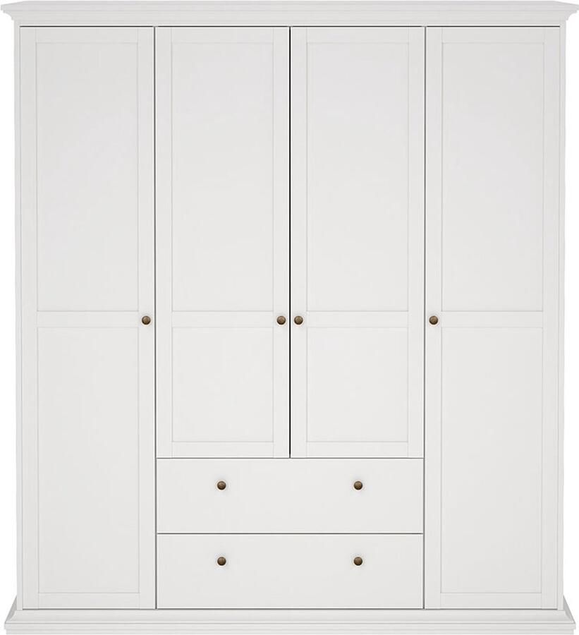 Hioshop Venetië 4-deurs kledingkast met 2 lades B 181 x H 200 cm in wit. - Foto 2