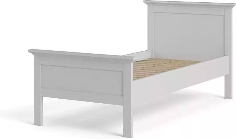 Hioshop Venedig bed Eenpersoonsbed 90x200 cm wit.