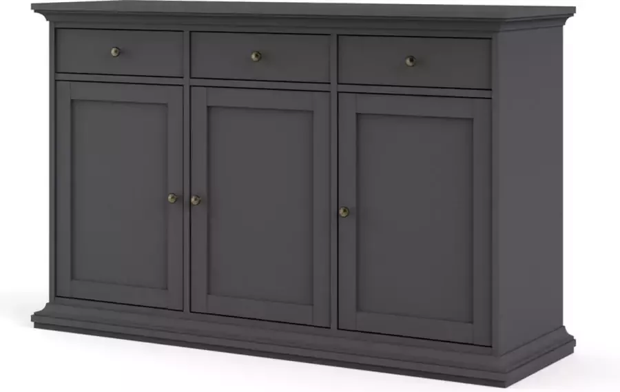 Hioshop Venedig dressoir 3 deuren en 3 laden mat grijs. - Foto 2