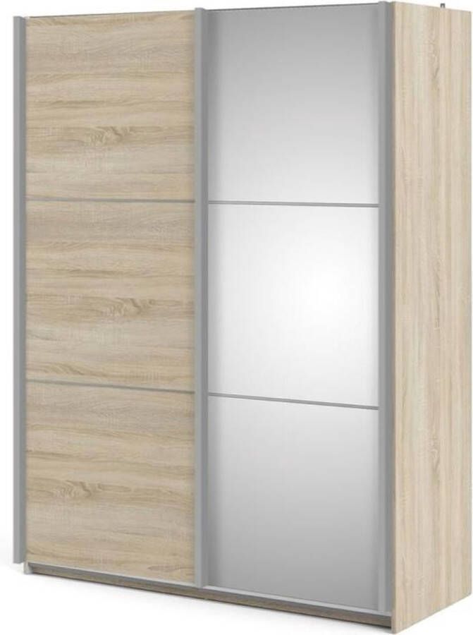 Hioshop Veto kledingkast B 2 deurs met 1 spiegel H200 cm x B150 cm eikenstructuur decor. - Foto 1