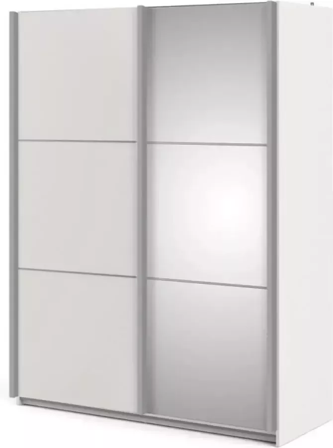 Hioshop Veto kledingkast C 2 deurs met 1 spiegel H200 cm x B150 cm wit essendecor. - Foto 1
