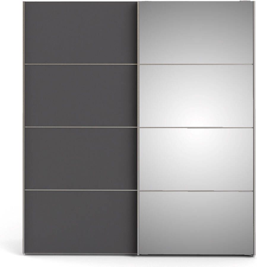 Hioshop Veto Schuifdeurkast 2 deuren breed 183 cm wit grijs.