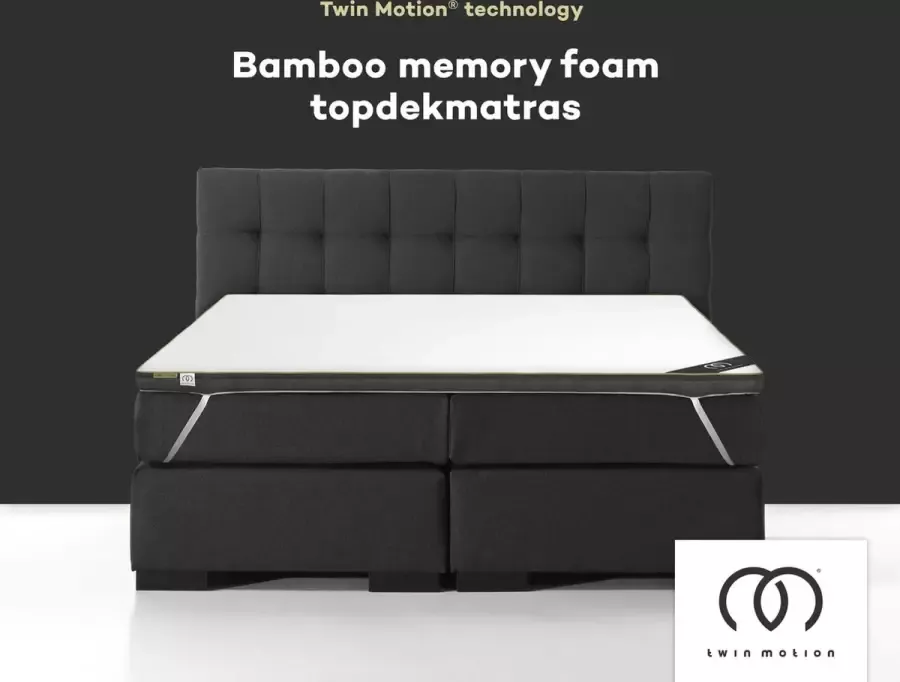 Twin Motion Topdekmatras met Bamboo Mermory Foam – Traagschuim & Koudschuim Topper 160x200 - Foto 2