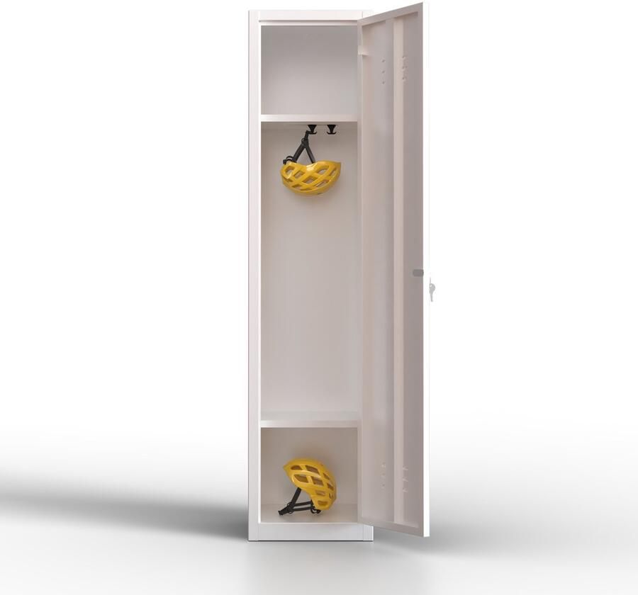 TwinThink Metalen lockerkast 1 deuren lockerkast met sleutel wit 165 x 40 x 40 cm draaideurkast voor kleedkamer of kantoor