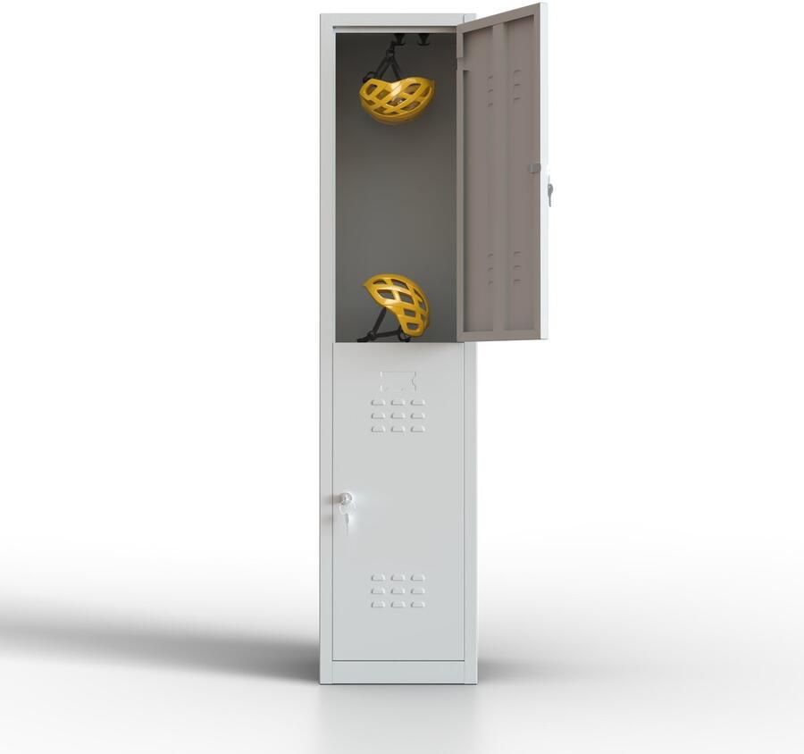 TwinThink Metalen lockerkast 2 deuren lockerkast met sleutel grijs 165 x 40 x 40 cm draaideurkast voor kleedkamer of kantoor