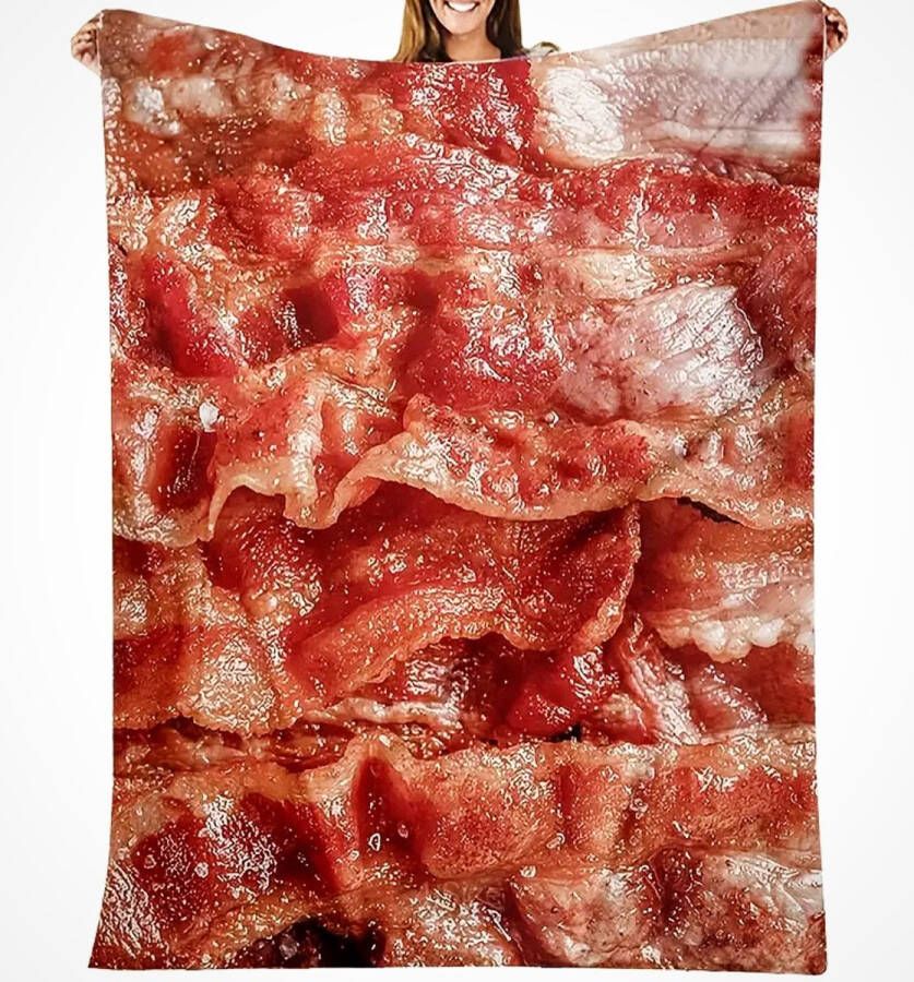 Two Ravens [ ] Bacon Deken Fleece Deken met Bacon Print Dekentje voor op de bank 2.0 x 1.50 m Origineel Cadeau Blanket